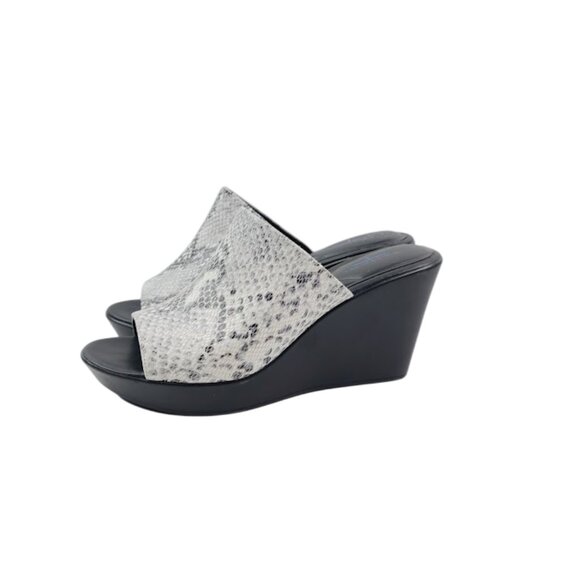 Tahari Shoes - Tahari Women's Black Gray Mylana Snake‎ Skin Wedge Slide Sandal Size 8